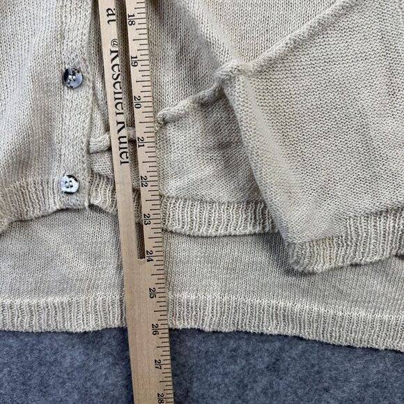 Sundance Sweater Womens Small Beige Linen Cotton Knit Button Front Cardigan - Picture 6 of 7